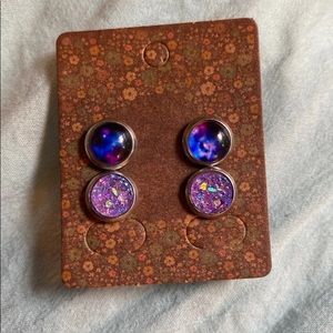 NEW Faux Druzy Stud Earrings Jewelry Set